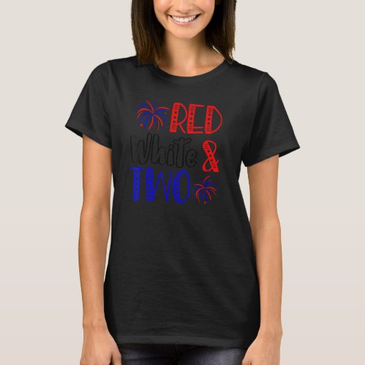 T-shirt Blanc rouge et deux 2e anniversaire 4 juillet Inde (Devant)