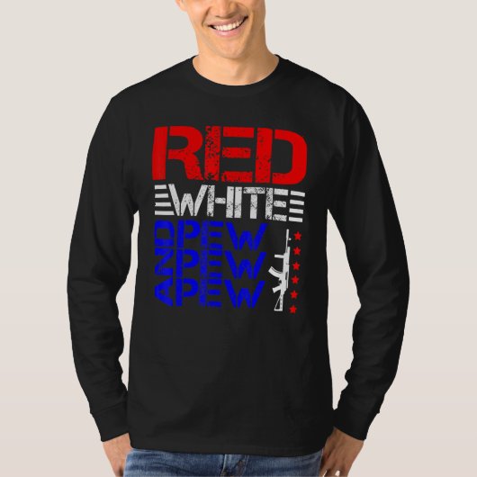 T-shirt Blanc Rouge Et Pew Pew Pew (Devant)