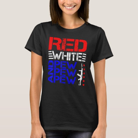 T-shirt Blanc Rouge Et Pew Pew Pew (Devant)