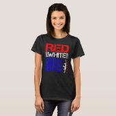 T-shirt Blanc Rouge Et Pew Pew Pew (Devant entier)