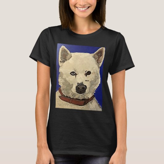 T-shirt Blanc Sibérien Husky Bleu (Devant)