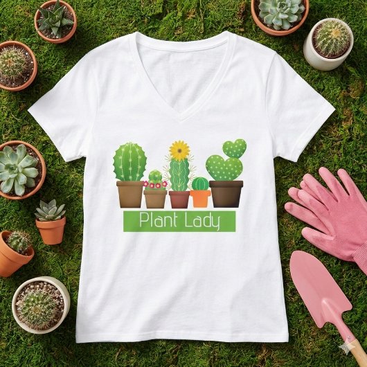 T-shirt blanc Succulent Lady Cactus plante