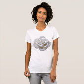 T-shirt Blanc sur Blanc - Rose Sculptée (Devant entier)