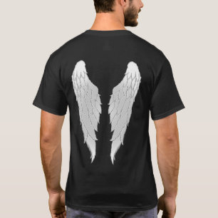 T-shirt Blancs Noir Ailes Angel Outline