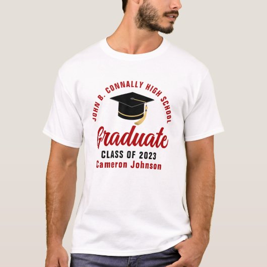 T-shirt Blancs Red Graduate Custom Class of 2023 Graduatio (Devant)