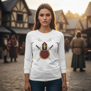 T-shirt Blason de Chevalier Médiéval Casque Épées Bouclier