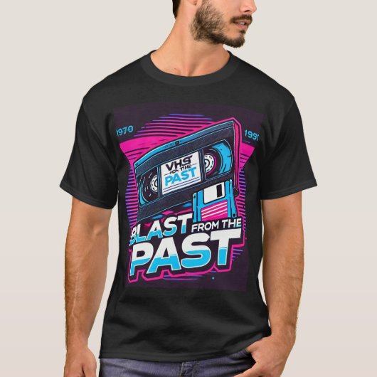 T-shirt Blast From the Past Retro VHS and Floppy Disk Grap (Devant)