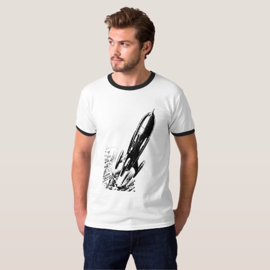 T-shirt Blast Off dans l'aventure avec Rocket Retro Comic (Devant entier)