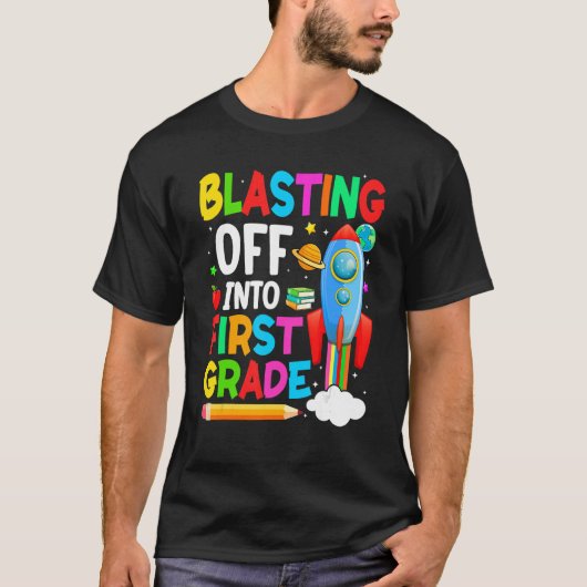 T-shirt Blast Off In 1st Grade Back To School Garçons Enfa (Devant)