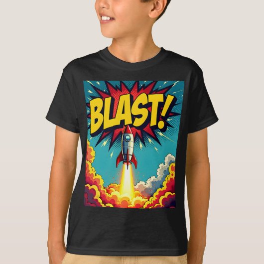 T-shirt BLAST! Vintage Comic Style Rocket Explosion (Devant)
