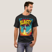 T-shirt BLAST! Vintage Comic Style Rocket Explosion (Devant entier)