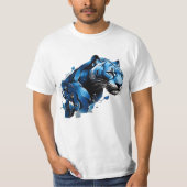 T-Shirt Blauw Pantha Design Jumping (Voorkant)