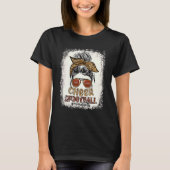 T-shirt Bleach Leopard Messy Bun Mom Of Both Cheer And Foo (Devant)