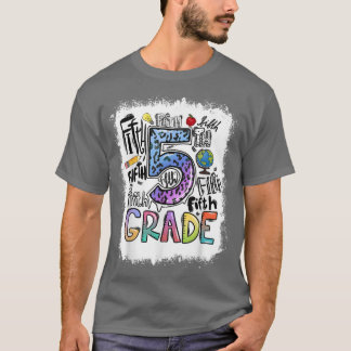 T-shirt Bleached 5th Grade Typography Fifth Grade Back To 
