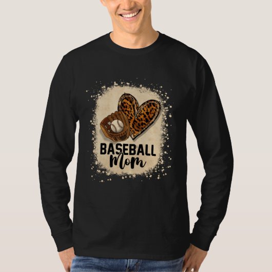 T-shirt Bleached Baseball Mom Leopard Game Day Vibes Mothe (Devant)
