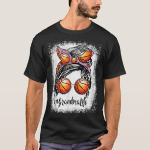 T-shirt Bleached Basketball Grandma Life Messy Bun Jeu Da