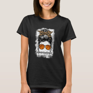 T-shirt Bleached Basketball Maman Vie Leopard Messager Bun