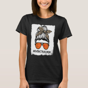T-shirt Bleached Basketball Maman Vie Leopard Messy Bun Ga