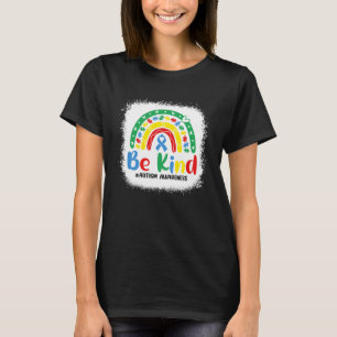 T-shirt Bleached Be Kind Rainbow Blue Ribbon Autisme Award