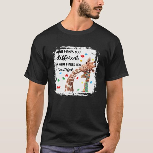 T-shirt Bleached Ce Qui Vous Fait Différent Maman Autisme (Devant)