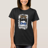 T-shirt Bleached Cheer Maman Leopard Messy Bun Cheerled (Devant)