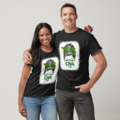 T-shirt Bleached Cna Life Messy Bun Leopard St Patricks Da (Unisexe)