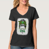 T-shirt Bleached Cna Life Messy Bun Leopard St Patricks Da (Devant)