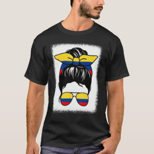 T-shirt Bleached Colombian Mom Messy Bun Colombia Mom Moth
