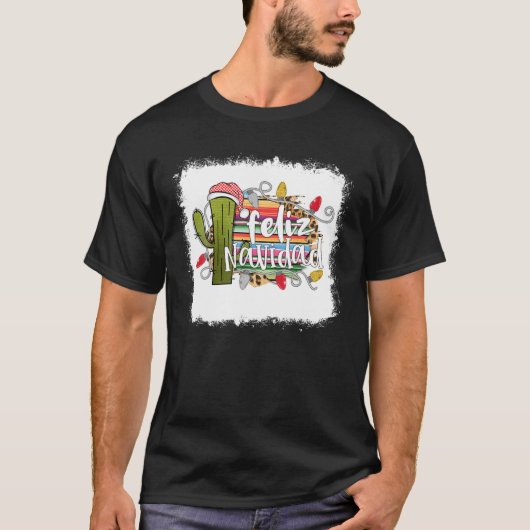 T-shirt Bleached Feliz Navidad Spanish Merry Christmas 202 (Devant)