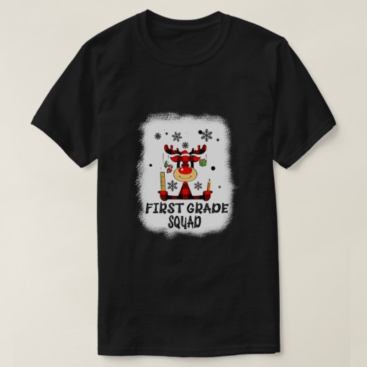 T-shirt Bleached First Grade Squad Reindeer Funny Teacher (Design devant)