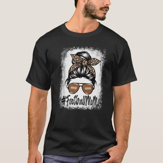 T-shirt Bleached Football Maman Vie Avec Leopard Et Messag (Devant)