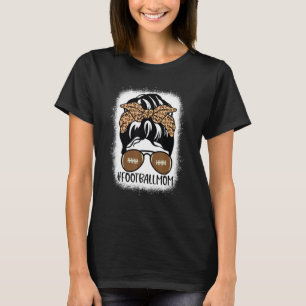 T-shirt Bleached Football Maman Vie Avec Leopard Et Messag