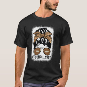 T-shirt Bleached Football Maman Vie Avec Leopard Et Messag