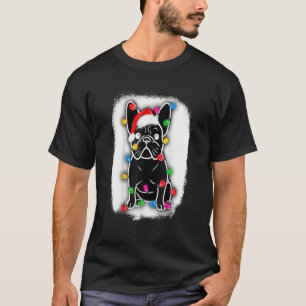T-shirt Bleached Funky French Buldog Dog Tree Noël L