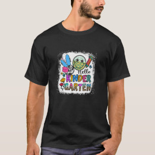 T-shirt Bleached Hello Kindergarten Leopard enseignant Ret