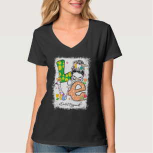T-shirt Bleached Love Dental Hygienist Bunny Messy Bun Eas