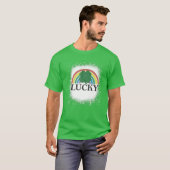 T-shirt Bleached Lucky Shamrock St. Patrick's Day Rainbow (Devant entier)