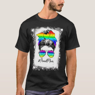 T-shirt Bleached Messy Bun Fier Maman LGBT Soutien Gay pri