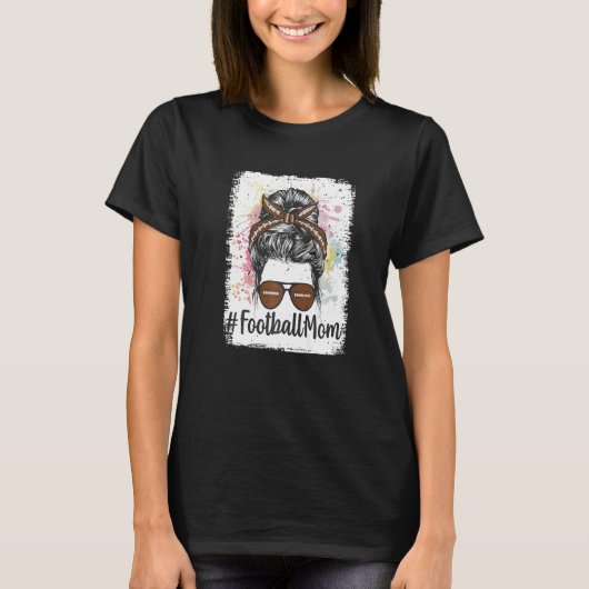 T-shirt Bleached Messy Bun Football Maman Femme (Devant)