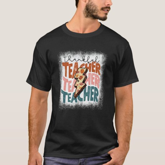 T-shirt Bleached One Thankful Teacher Thanksgiving Fall Te (Devant)