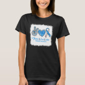 T-shirt Bleached Peace Love Cure Blue Grey Ribbon Diabète (Devant)