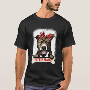 T-shirt Bleached Pittie Mama Mignonne Amoureux des chiens