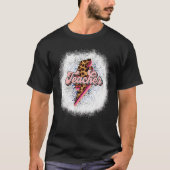 T-shirt Bleached Retro Enseignant Éclair Bolt Leopard Teac (Devant)