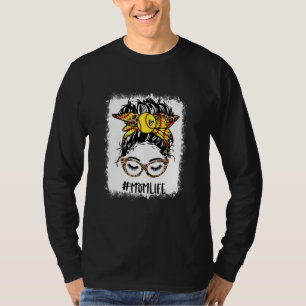 T-shirt Bleached Softball Maman Messy Bun Jour Jeu Mères D