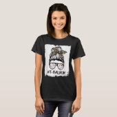 T-shirt Bleached T-ball Baseball Maman Vie Leopard Messy B (Devant entier)