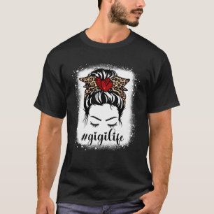 T-shirt Bleaches Gigi Life Messy Bun Empreinte de léopard 