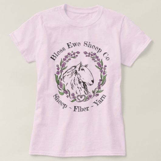 T-shirt Bless Ewe Sheep Co - Lavender Sheep Logo (Design devant)