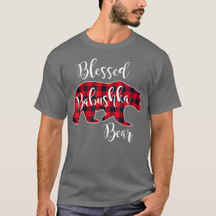 T-shirt Blessé Babushka Ours Rouge Buffalo Check Plaid Gra