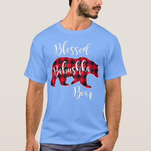 T-shirt Blessé Babushka Ours Rouge Buffalo Check Plaid Gra
