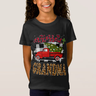 T-Shirt Blessé Camion Rouge Plaid Xmas Tree Grand-mère Fam